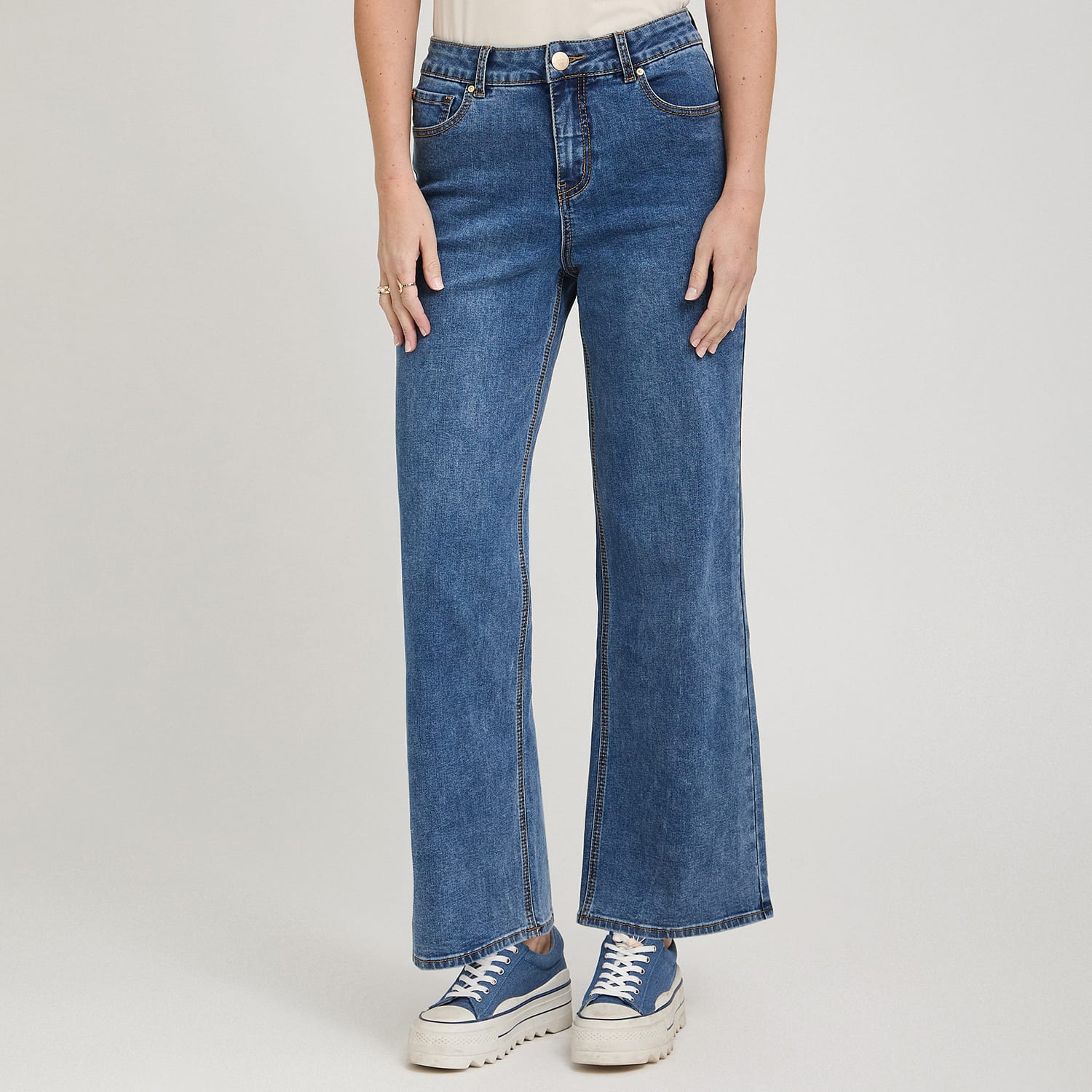 Jeans Wideleg Control de Abdomen Azul